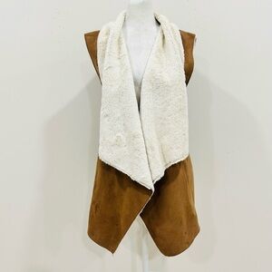 PPLA Clothing Vest Women's Faux Fur Open Front Lined Sherpa Jacket Pop On Size L
